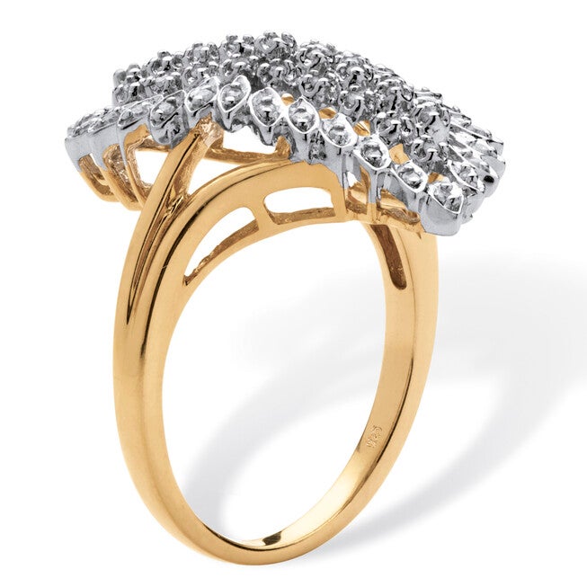 1/7 TCW Round Diamond Pave 18k Gold-plated Sterling Silver Cluster Ring, WHITE, on-hover image number 1