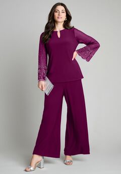 Mesh Overlay Embellished Top
