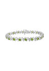 Sterling Silver Gemstone & Round Diamond Tennis Bracelet Green Peridot August Birthstone, WHITE, hi-res image number null