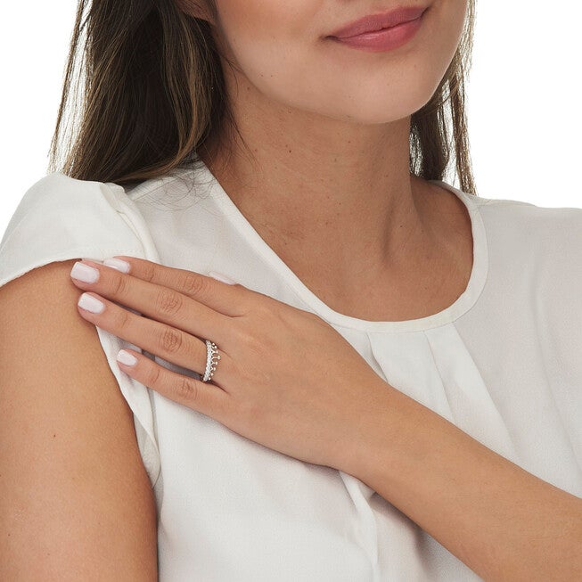 0.46 TCW Round Cubic Zirconia Sterling Silver Crown Ring, WHITE, alternate image number 2