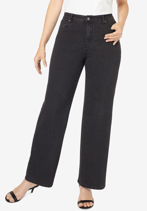 Wide-Leg Jean With Invisible Stretch By Denim 24/7, BLACK DENIM, hi-res image number null