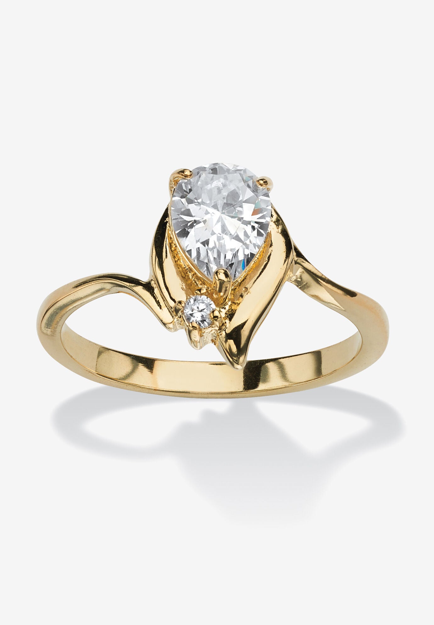 Yellow Gold Plated Simulated Birthstone And Round Crystal Ring Jewelry, DIAMOND, hi-res image number 0