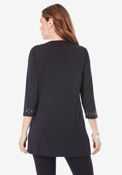 Ultrasmooth® Fabric Rhinestone-Embellished Tunic, , on-hover image number null