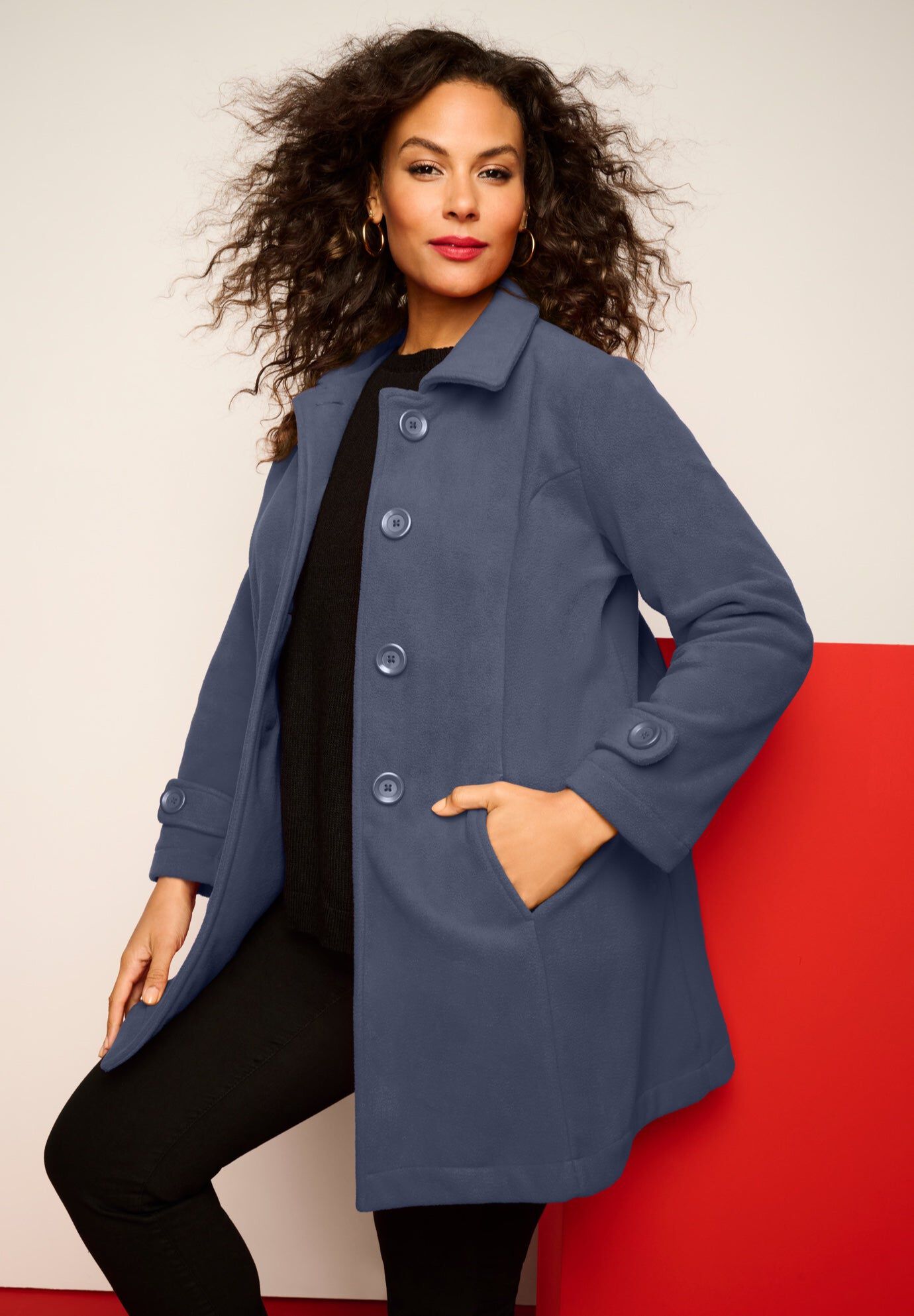 Plus Size Long Tailored Wool Blend Coat | Woman Within Plus Size Long Tailored Wool Blend Coat | Woman Within