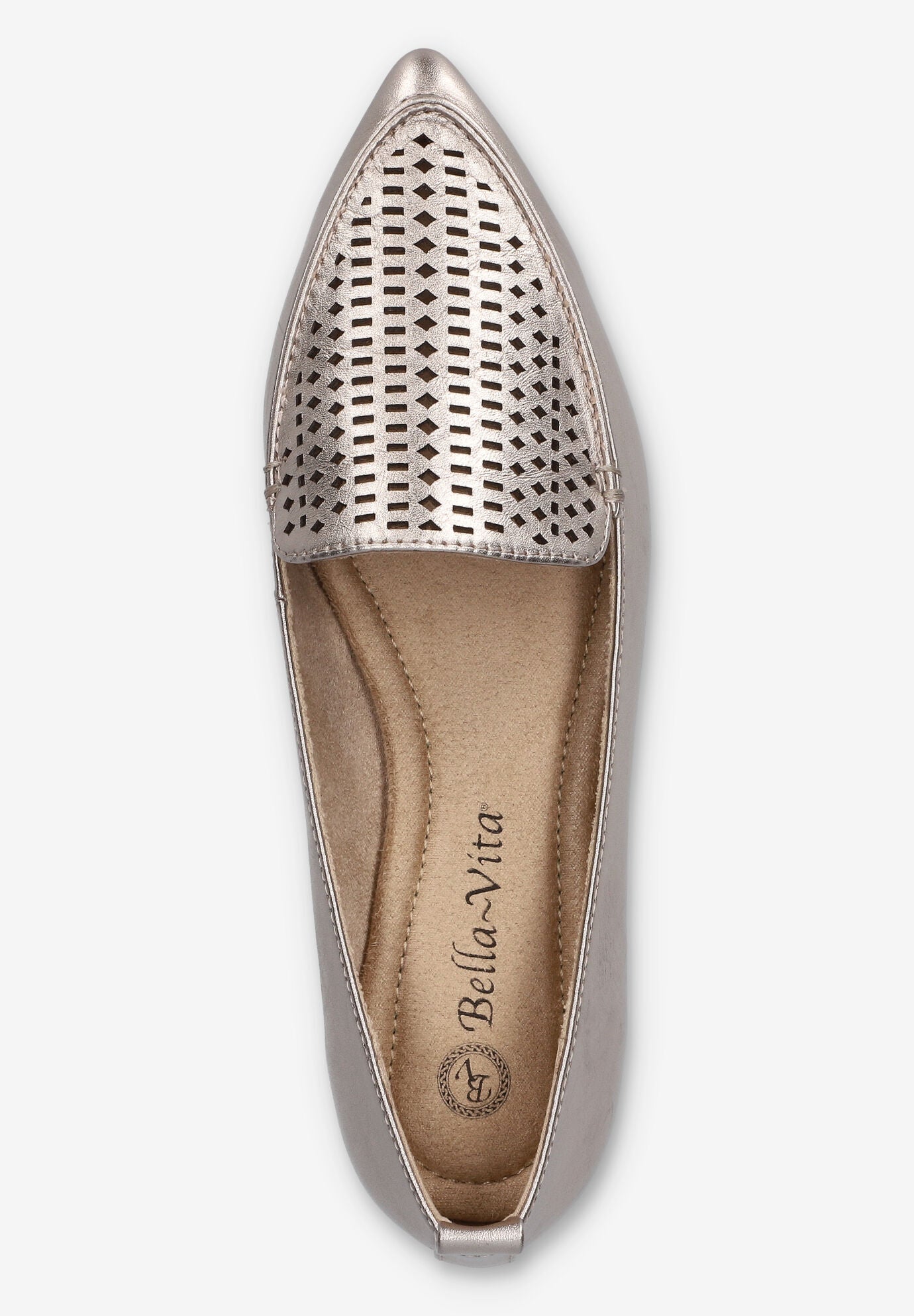 Alessi Perf Pointed Toe Flat, CHAMPAGNE LEATHER, alternate image number 6