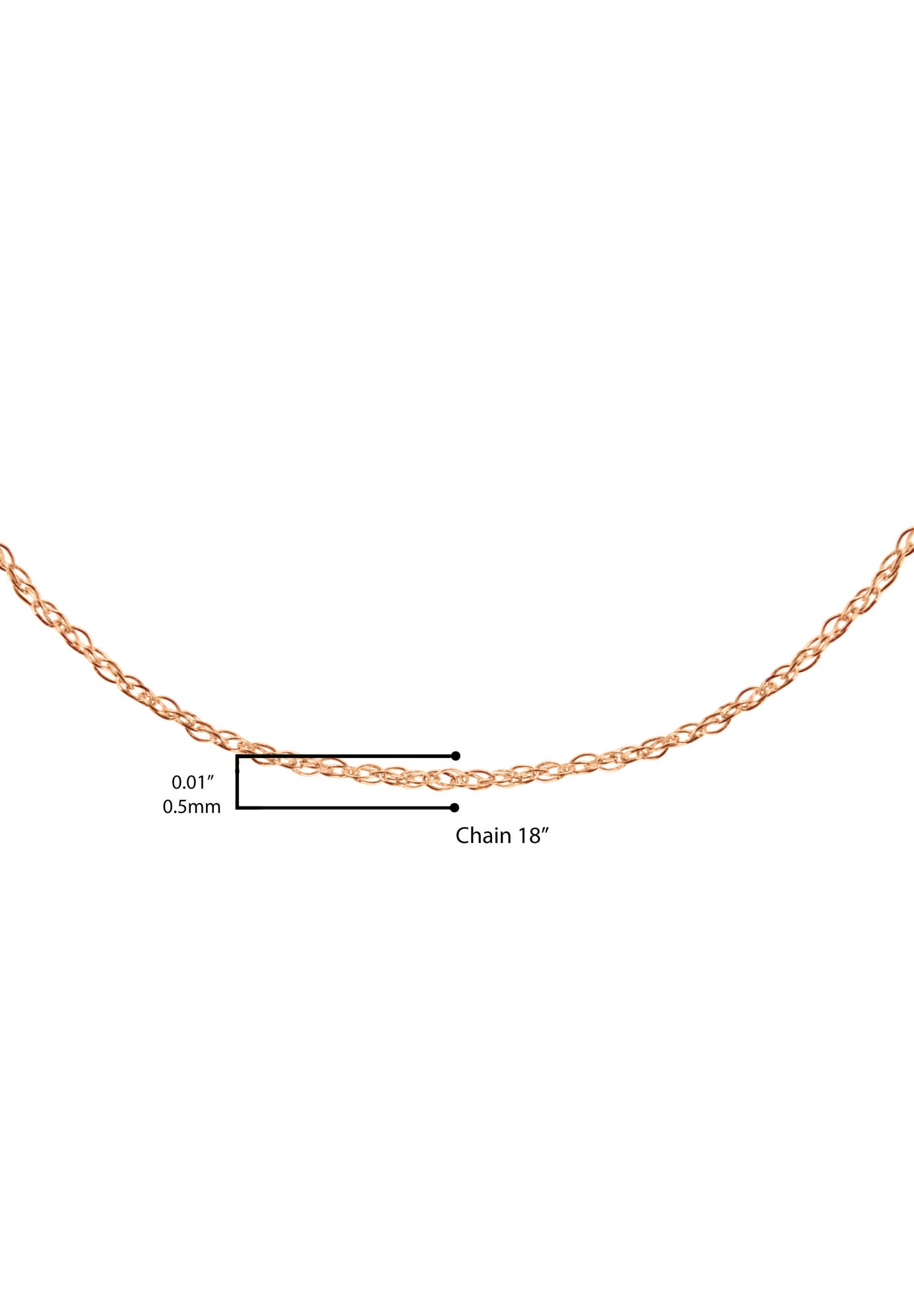 Solid Rose Gold Rope Chain Necklace Unisex 18 inches, , alternate image number 4