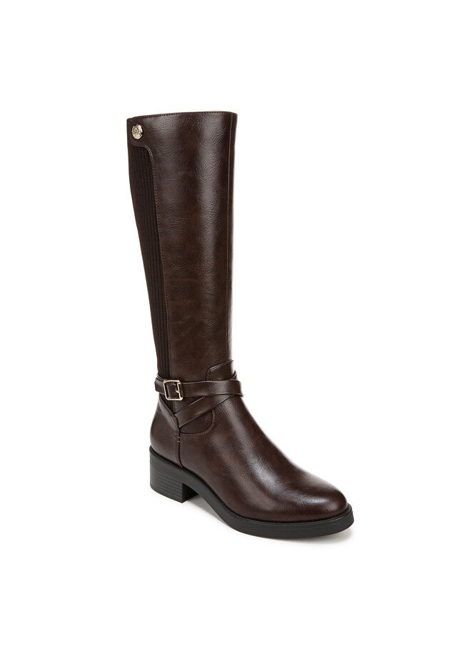 Brittany Tall Wide Calf Boot, BROWN FAUX LEATHER, hi-res image number 0