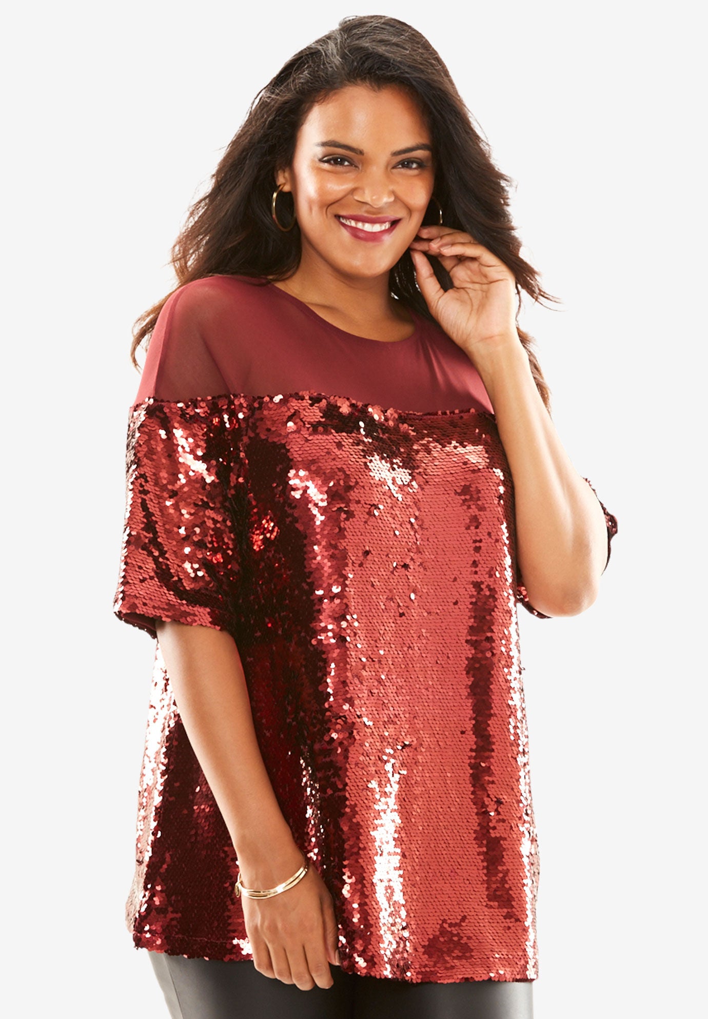 Sequin Illusion Boxy Top | Roaman's