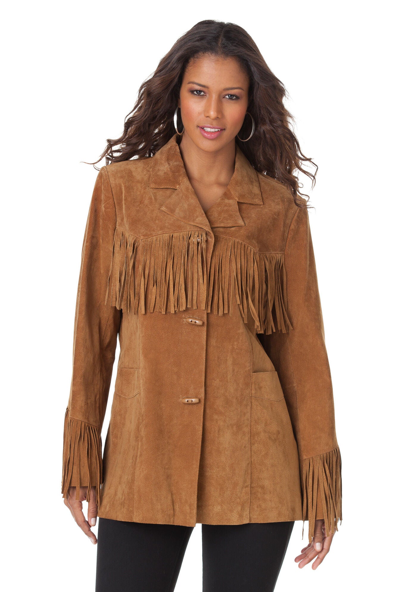Fashionable Fringe Suede Jacket Nutmeg Roaman s