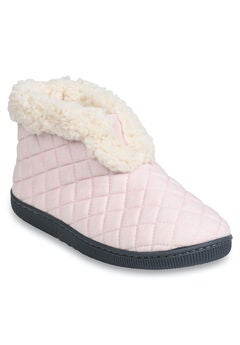 Quilted Jersey Elastic Front Slipper Boot Slippers