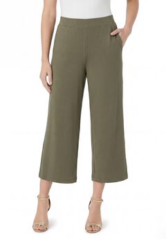 Plus Size Ultra Drape Wide-Leg Pull-On Capri Pants