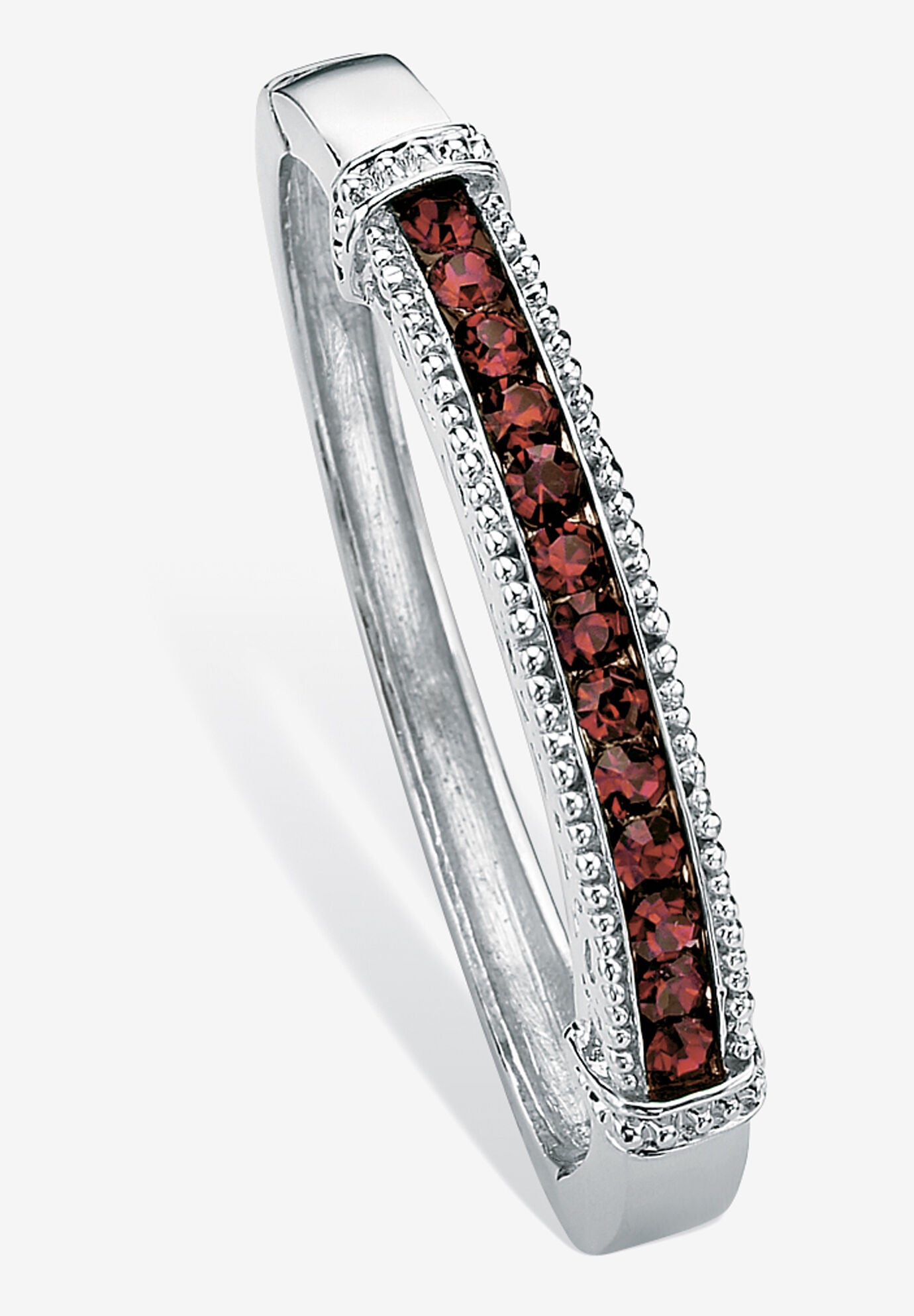 Round Birthstone Bangle Bracelet In Silvertone Jewelry, JANUARY, hi-res image number 0