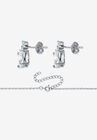 Platinum-Plated Oval Cubic Zirconia Set, , on-hover image number null