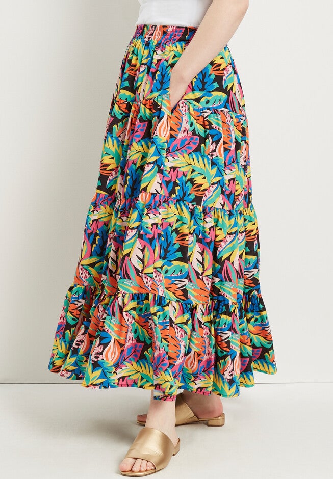Tiered Midi Skirt, , alternate image number null