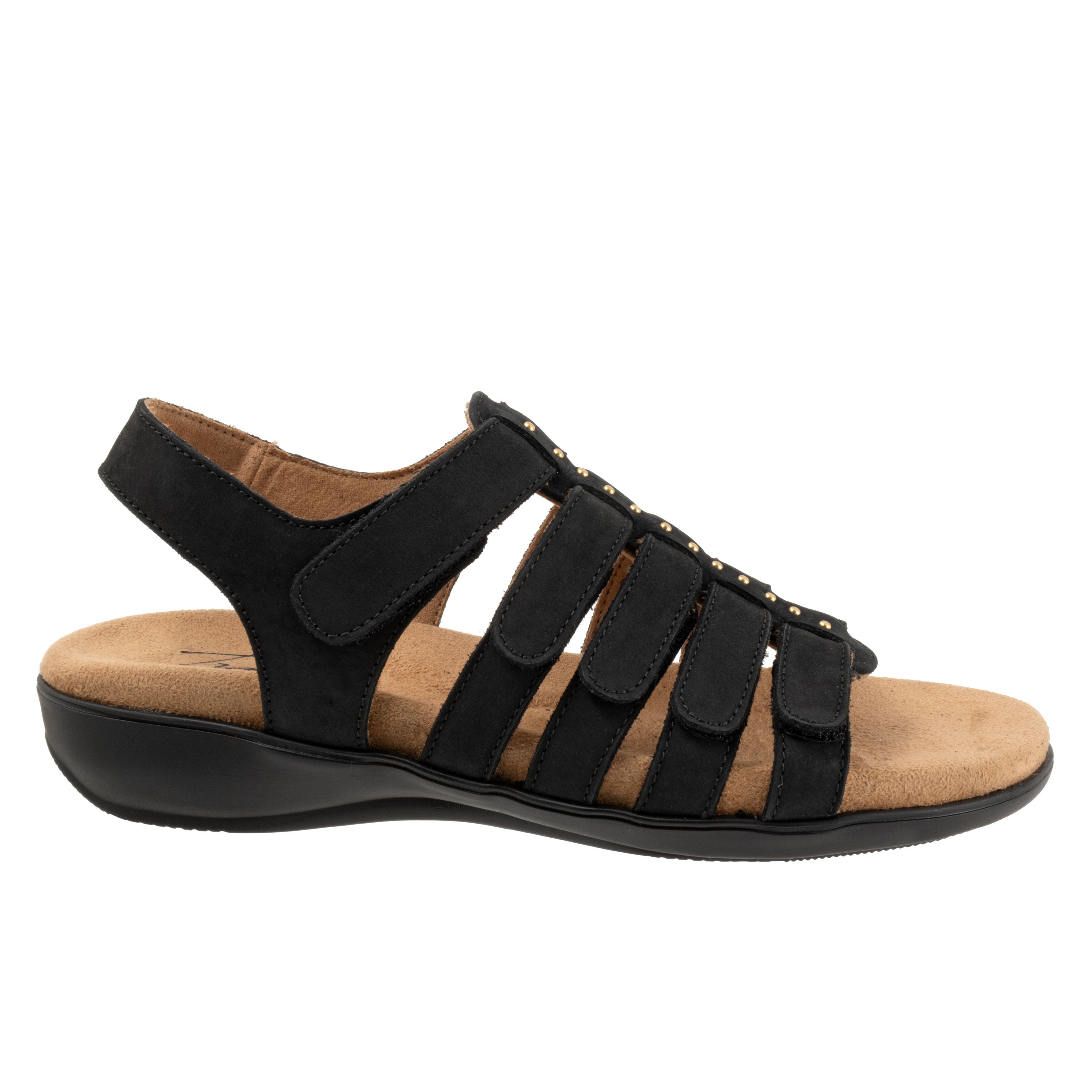 Riki Studs Sandal, BLACK NUBUCK, alternate image number 4