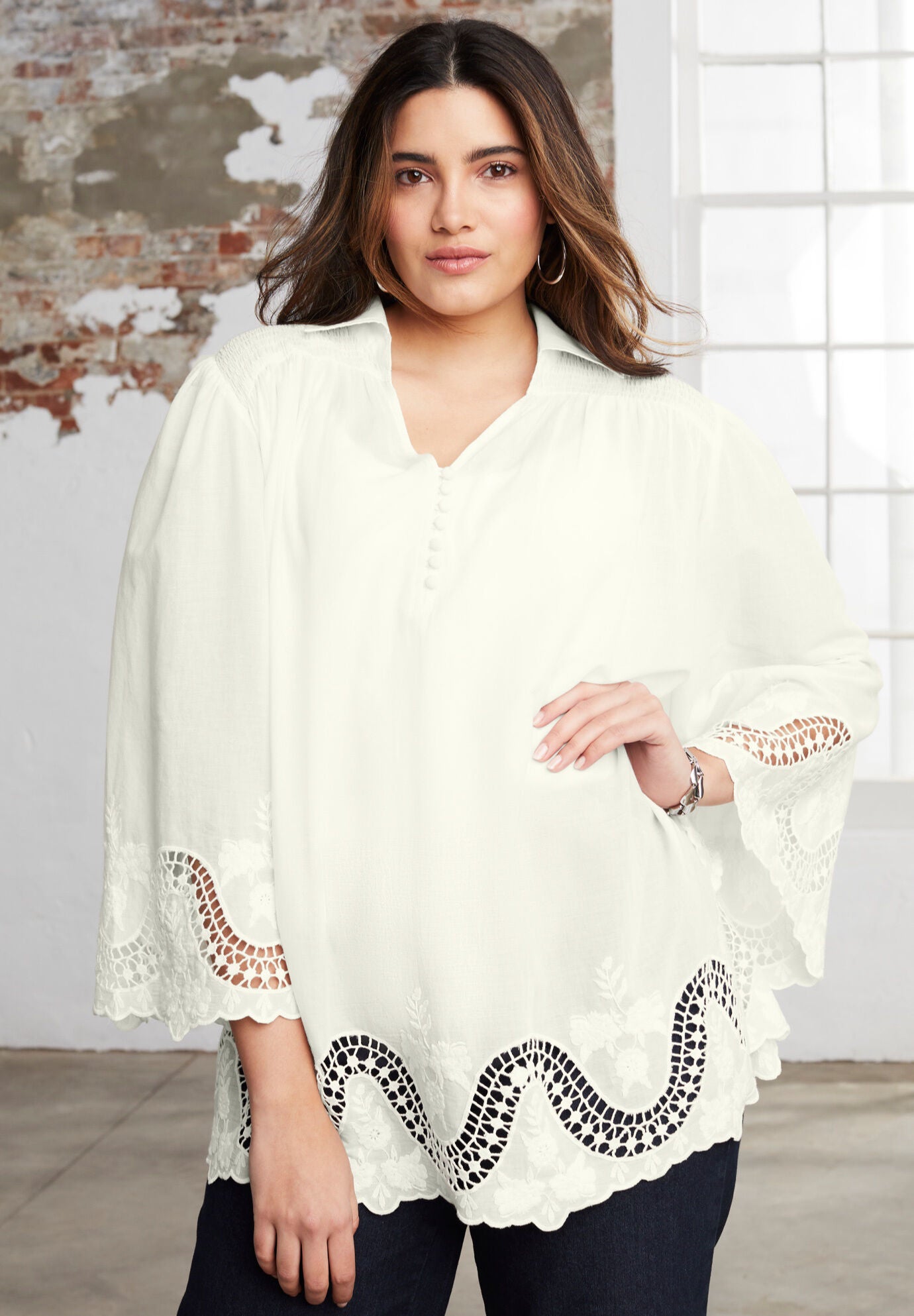 Women’s Crochet Open-Stitch Blouse | Relaxed