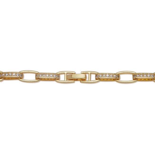 Crystal Goldtone Paperclip Necklace, 18 Inches, WHITE, on-hover image number 1