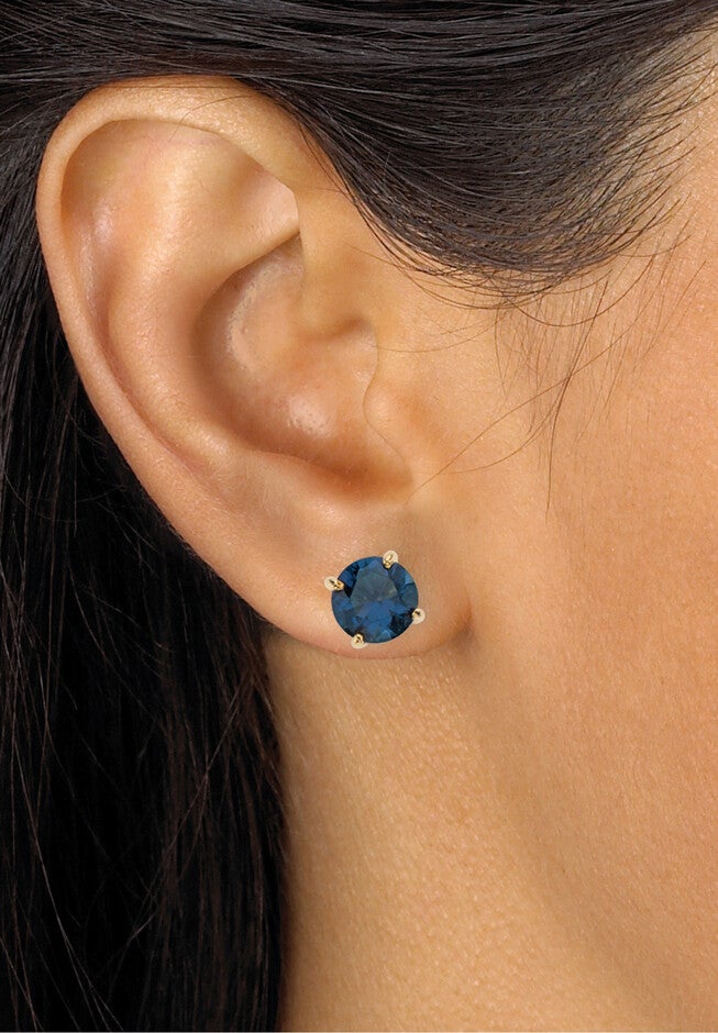 9.42 Cttw Gold-Plated Simulated Blue Sapphire And Cz Earrings And Ring Set, , alternate image number 6