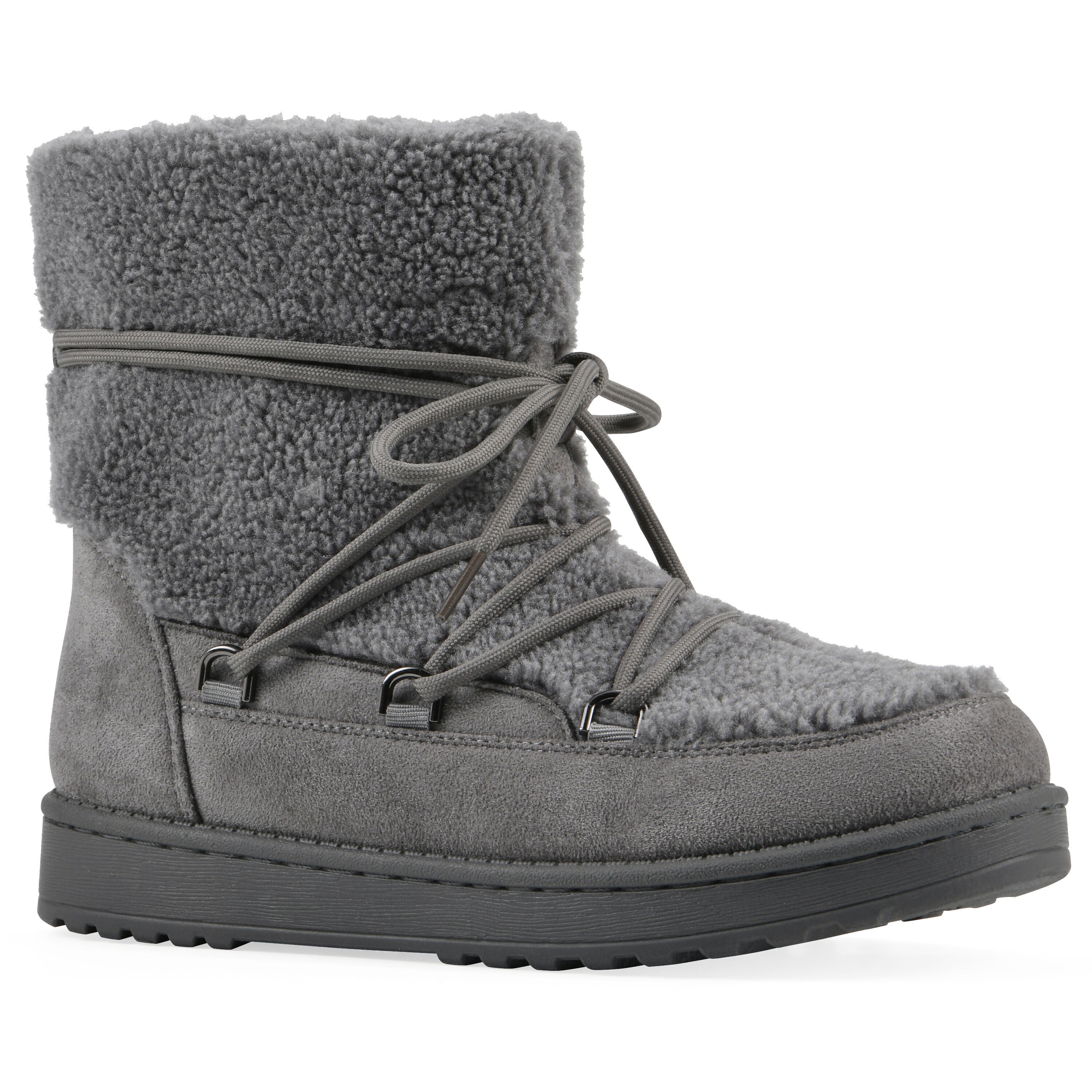 Isador Faux Sherpa Lace-Up Boot, GREY, hi-res image number 0