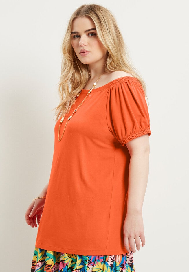 Puff Sleeve Off-The-Shoulder Top, , alternate image number null