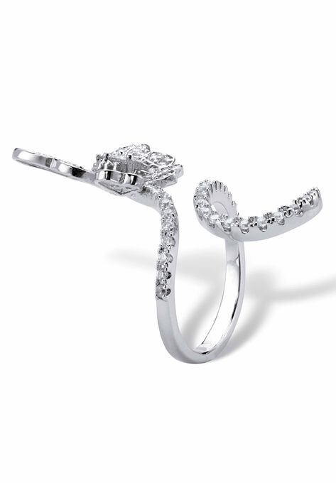 Platinum-Plated Cubic Zirconia Butterfly Ring, , on-hover image number null