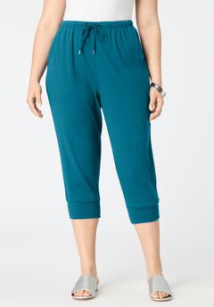 Drawstring Soft Knit Capri Pant