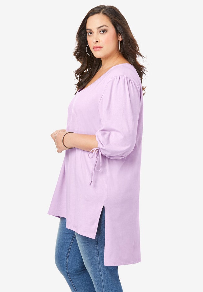 Tie-Sleeve Ultimate Tunic with High-Low Hem, , alternate image number null