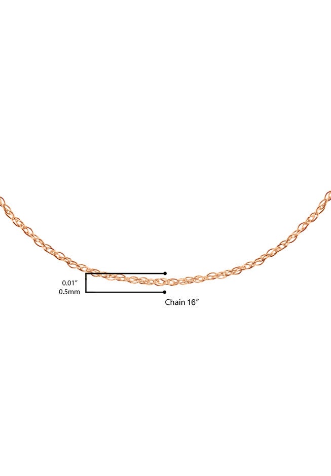 Solid Rose Gold Rope Chain Necklace Unisex 16 inches, , alternate image number 4