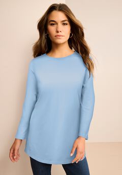 Plus Size Ultimate Cotton Crewneck Long Sleeve Tee