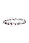 Sterling Silver Gemstone & Round Diamond Tennis Bracelet Ruby July Birthstone, WHITE, hi-res image number null