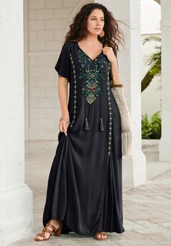 Plus Size Flutter Sleeve Hand Crinkled Maxi Dress – Curvy A-Line