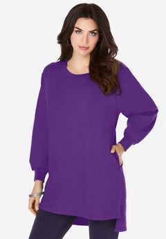 Blouson Sleeve High Low Sweatshirt