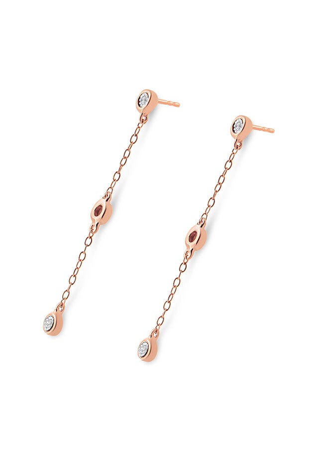 Rose Gold Over Silver 1/15 Cttw Diamond Dangle Earring, , on-hover image number 1