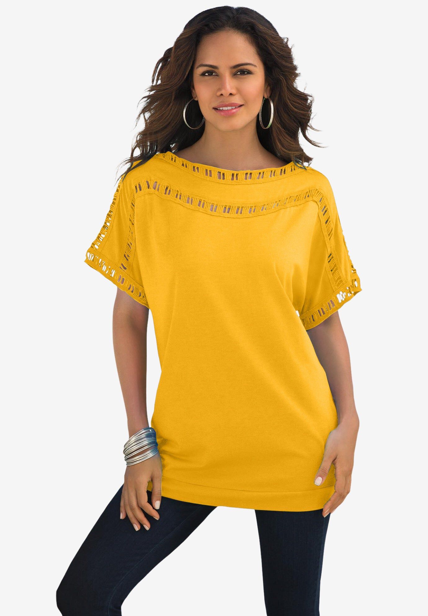 Ladder Stitch Tee, SUNSET YELLOW, hi-res image number 0