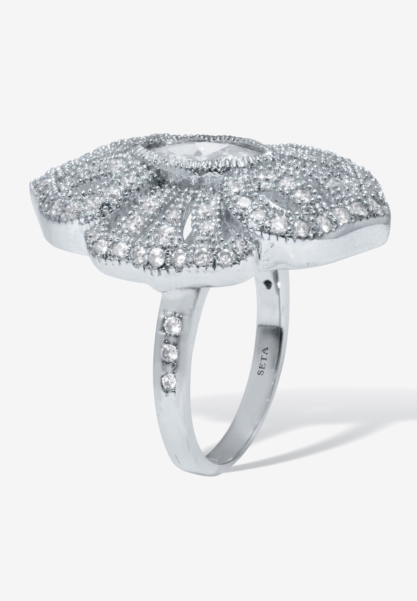 1.52 Tcw Marquise Cut Cubic Zirconia Silvertone Art Deco Ring, , on-hover image number 1