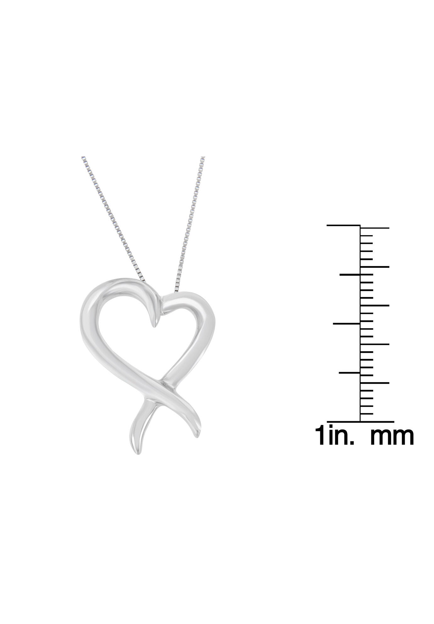 Silver Open Heart-Shaped Awareness Ribbon Pendant Necklace, , alternate image number 3