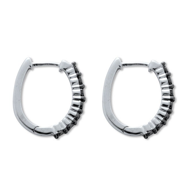.05 TCW Black Diamond Sterling Silver Hoop Earrings (1/2 inch), BLACK, on-hover image number 1