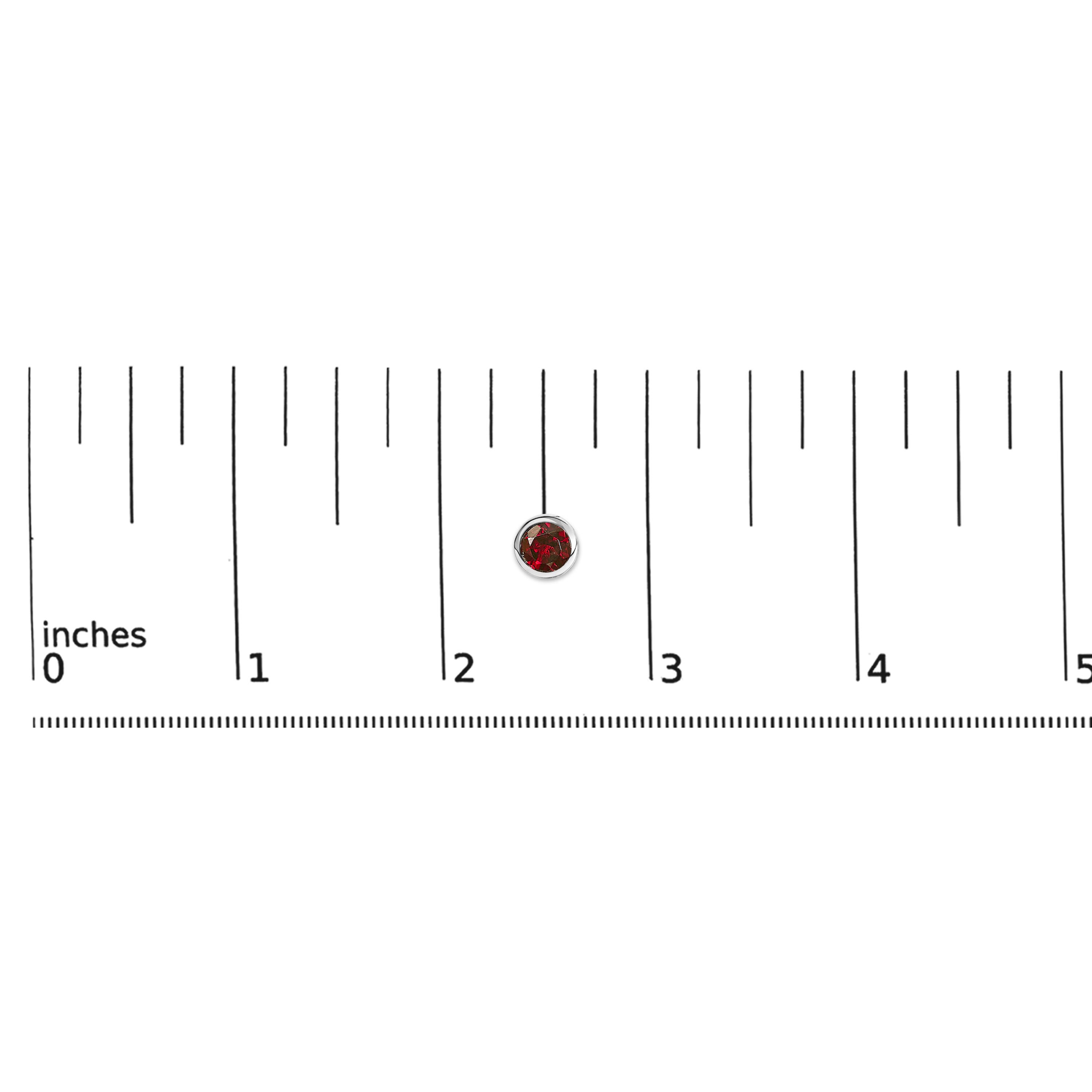 .925 Sterling Silver 6MM Bezel Set Created Red Garnet Solitaire Stud Earrings, RED, alternate image number 4