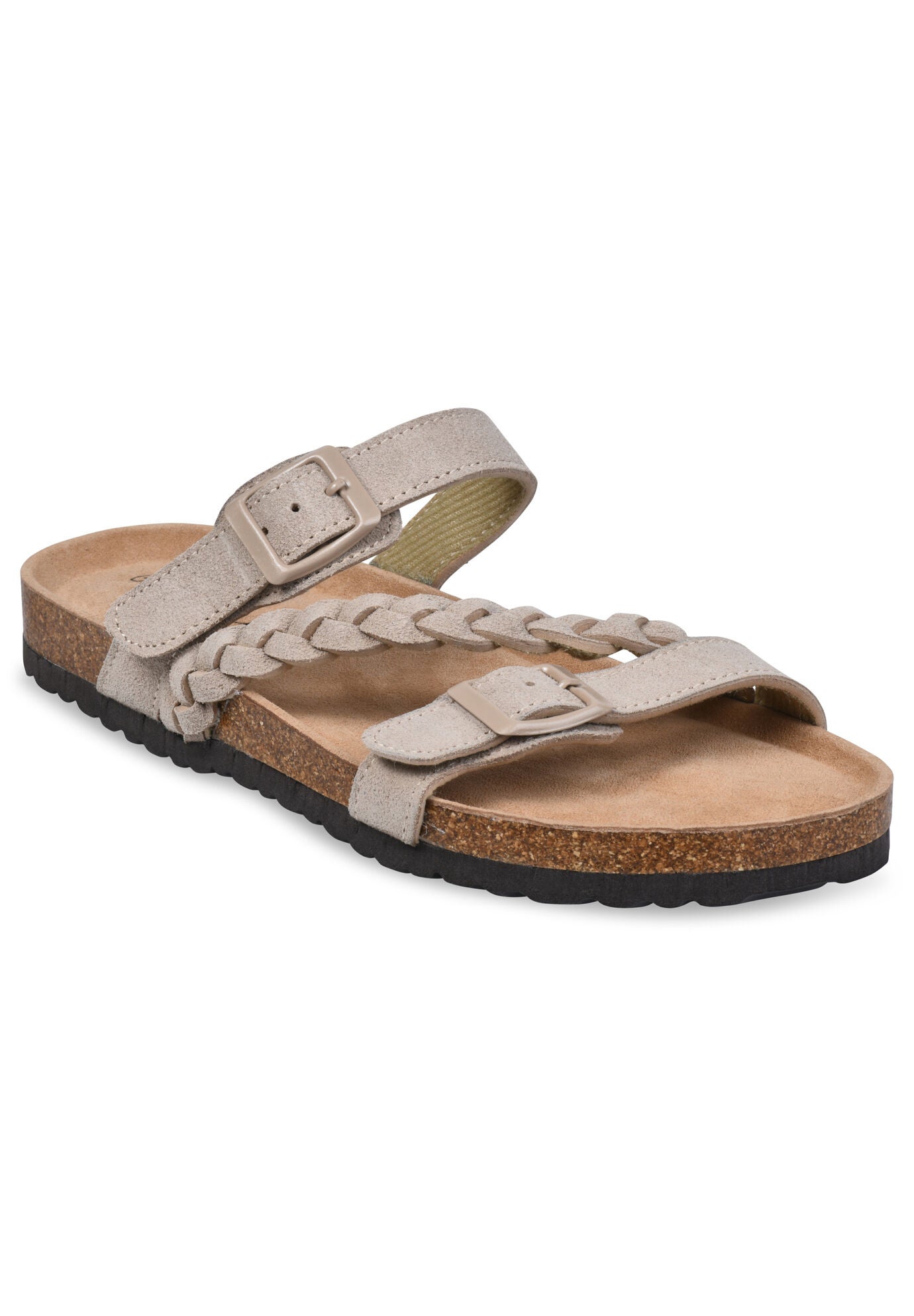 Braided Adjustable 2 Strap Footbed Sandal, TAN, hi-res image number 0