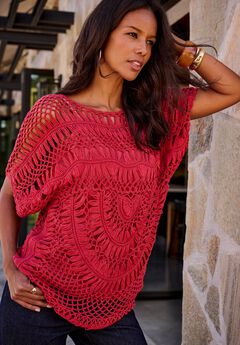 Plus Size Relaxed Pullover Crochet Sweater