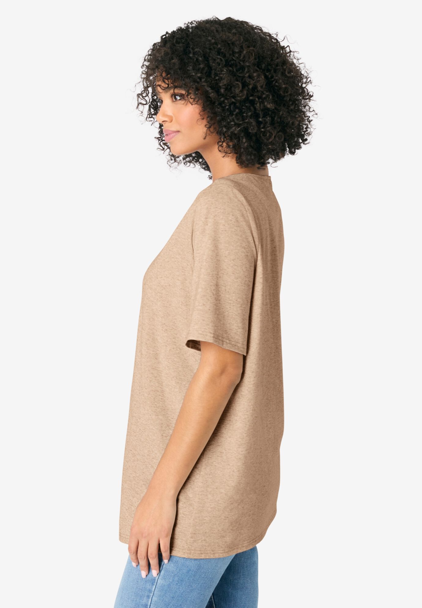 Embroidered Linen Blend Tee, NEW KHAKI, alternate image number 2