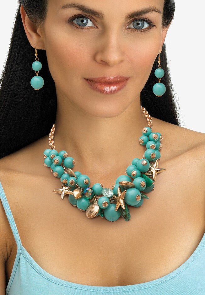 2 Piece Sea Life Jewelry Set In Yellow Goldtone, , alternate image number null