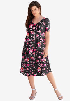 Ultrasmooth® V Neck Swing Dress