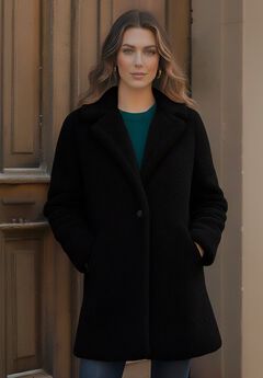 Plus Size Mid Length Teddy Faux Fur Coat