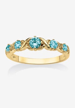 Yellow Gold-Plated Simulated Birthstone Ring