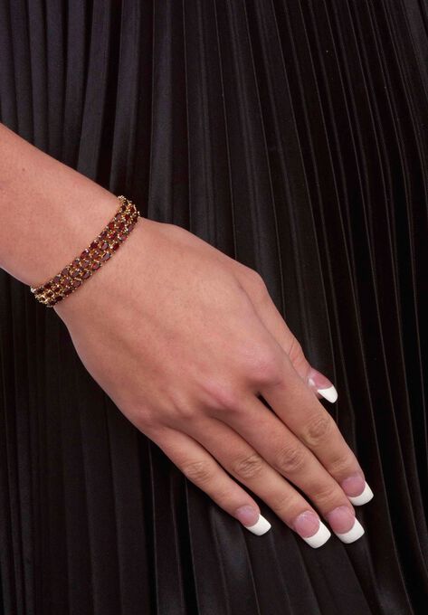 Gold & Sterling Silver Tennis Bracelet with Garnet, , alternate image number null