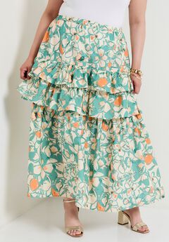 Poplin Tiered Midi Skirt