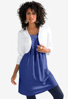 Bolero Cardigan with Three-Quarter Sleeves, WHITE, hi-res image number null