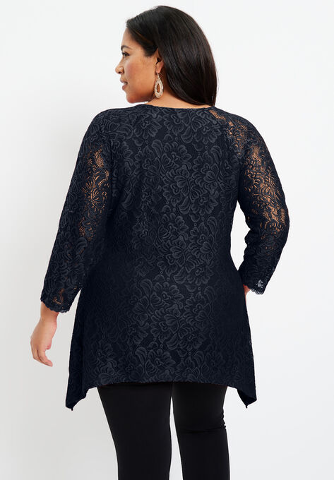 Faux Wrap Lace Top, , on-hover image number null