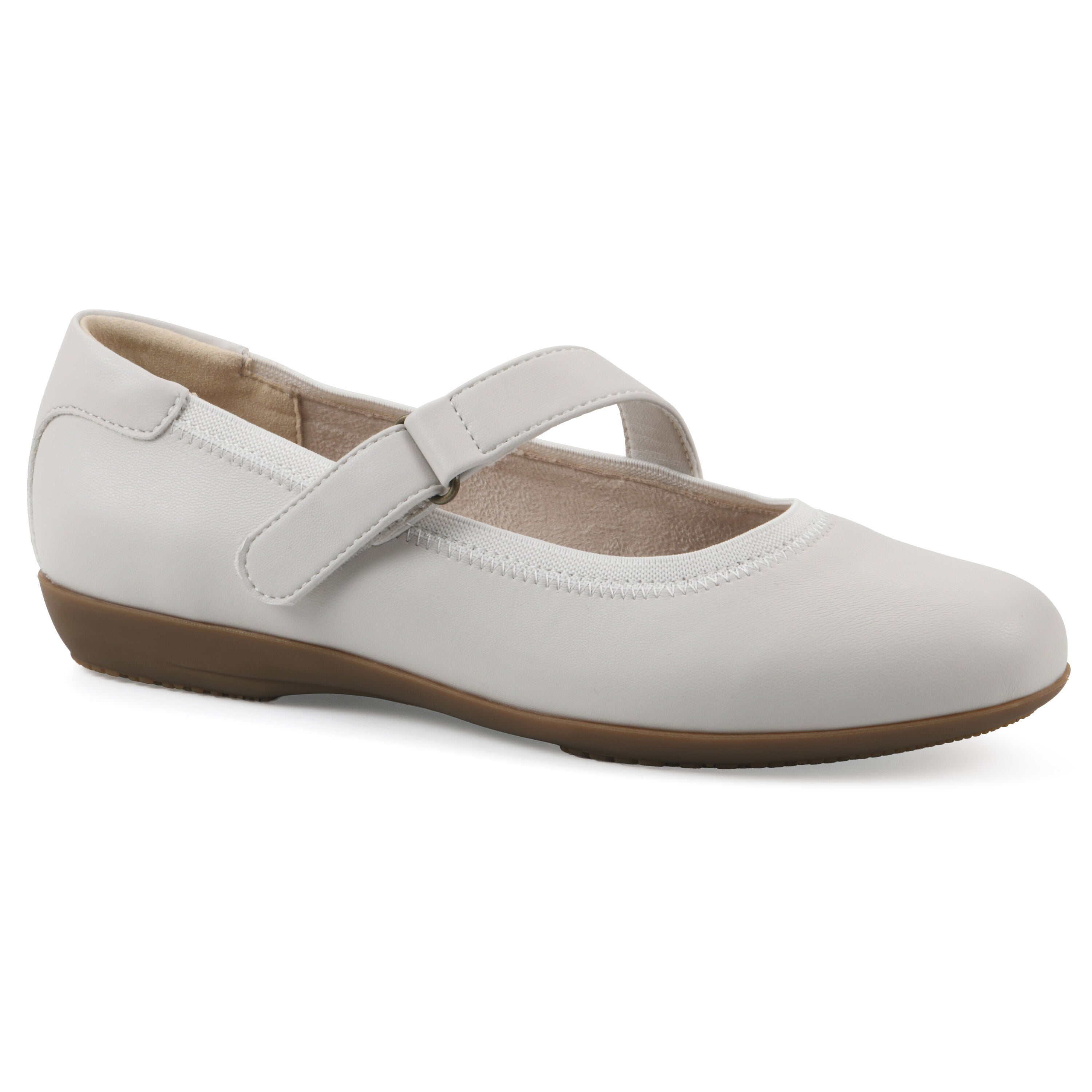 Carwen Mary Jane Flat, OFF WHITE SMOOTH, hi-res image number 0